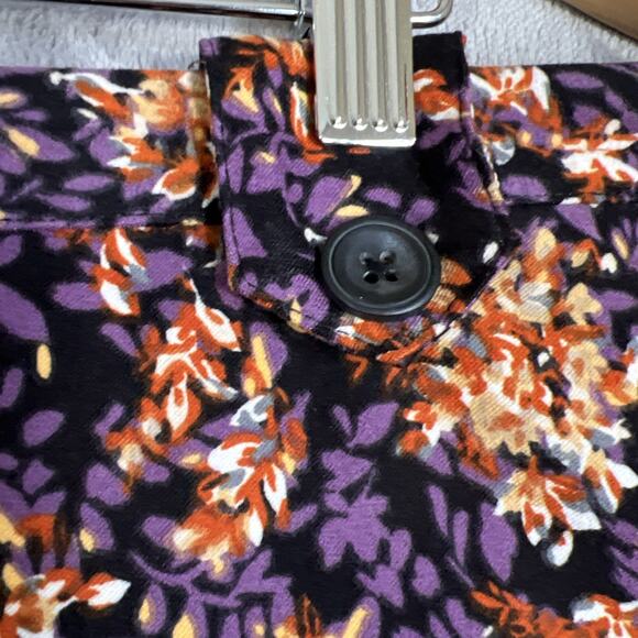 CJ Banks Skirt Womens 2X Dark Floral Purple Orange Fall Colors A-Line Midi Boho - Picture 3 of 10